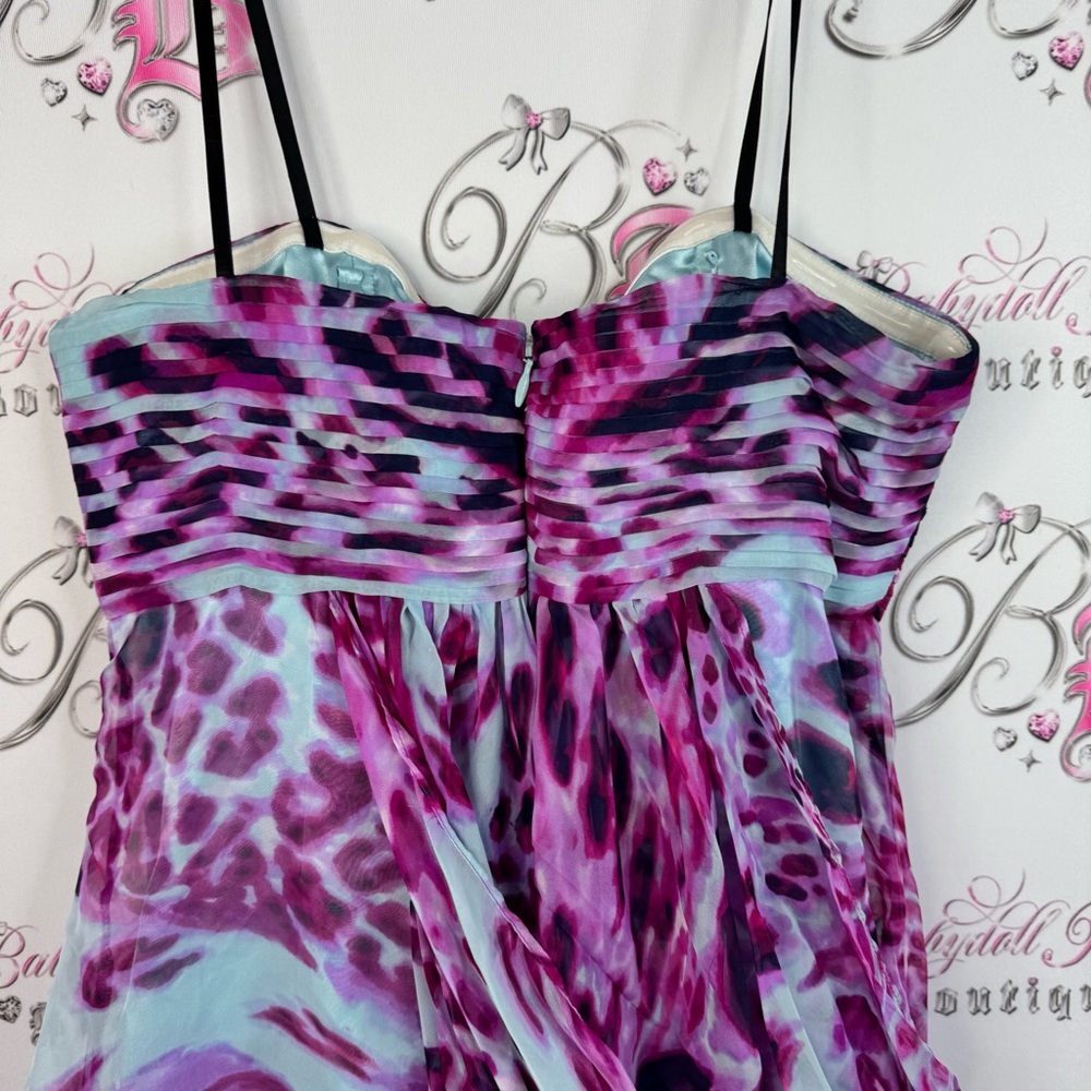 Laundry By Shelli Segal dress cheetah print leopard animal Light Blue Garment - Picture 11 of 13